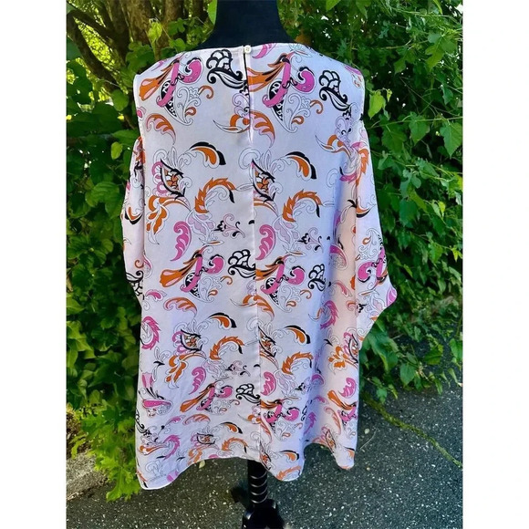 Cato Cold Shoulder Blouse Plus Size 18/20W Pink/Orange Geometric Tunic #003 - Picture 4 of 7